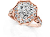 Rose gold Heart Halo Diamond Engagement Ring with Milgrain Band and Four-Prong Setting_35