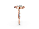 Rose gold Heart Halo Diamond Engagement Ring with Milgrain Band and Four-Prong Setting_36