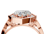 Rose gold Heart Halo Diamond Engagement Ring with Milgrain Band and Four-Prong Setting_38