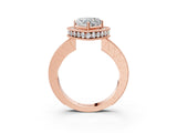 Rose gold Heart Halo Diamond Engagement Ring with Milgrain Pave Band and Four-Prong Setting_42