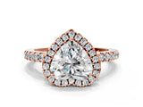 Rose gold Heart Halo Diamond Engagement Ring with Pavé Band and Four-Prong Setting_159