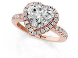Rose gold Heart Halo Diamond Engagement Ring with Pavé Band and Four-Prong Setting_160