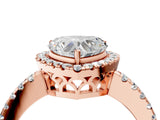 Rose gold Heart Halo Diamond Engagement Ring with Pavé Band and Four-Prong Setting_163