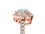 Rose gold Heart Halo Diamond Engagement Ring with Pavé Band and Four-Prong Setting_164