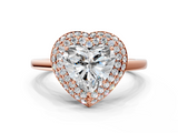 Rose gold Heart Halo Diamond Engagement Ring with Solitaire Band and Four-Prong Setting_19