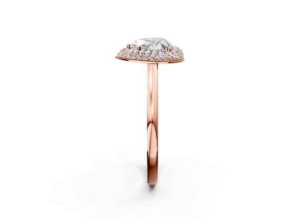 Rose gold Heart Halo Diamond Engagement Ring with Solitaire Band and Four-Prong Setting