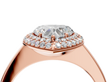 Rose gold Heart Halo Diamond Engagement Ring with Solitaire Band and Four-Prong Setting_23