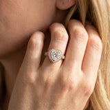 Rose gold Heart Halo Diamond Engagement Ring with Split Shank Band and Four-Prong Setting_20