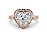 Rose gold Heart Halo Diamond Engagement Ring with Split Shank Band and Four-Prong Setting_6