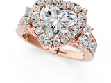 Rose gold Heart Halo Diamond Engagement Ring with Split Shank and Four-Prong Setting 1