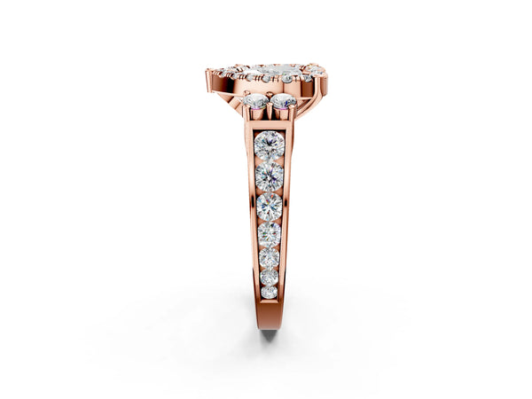 Rose gold Heart Halo Diamond Engagement Ring with Split Shank and Four-Prong Setting