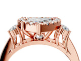 Rose gold Heart Halo Diamond Engagement Ring with Split Shank and Four-Prong Setting 4