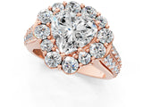 Rose gold Heart Halo Diamond Engagement Ring with Split Shank and Prong Setting_67