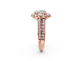 Rose gold Heart Halo Diamond Engagement Ring with Split Shank and Prong Setting_68