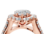 Rose gold Heart Halo Diamond Engagement Ring with Split Shank and Prong Setting_70