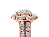 Rose gold Heart Halo Diamond Engagement Ring with Split Shank and Prong Setting_71
