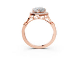 Rose gold Heart Halo Diamond Engagement Ring with Twisted Band and Four-Prong Setting 3