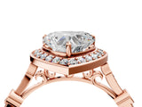 Rose gold Heart Halo Diamond Engagement Ring with Twisted Band and Four-Prong Setting 4