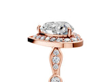 Rose gold Heart Halo Diamond Engagement Ring with Twisted Band and Four-Prong Setting 5