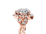 Rose gold Heart Halo Diamond Engagement Ring with Vintage-Inspired Band and Four-Prong Setting_8