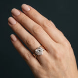 Rose gold Heart Halo Diamond Floral Band with Four-Prong Setting_12