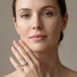 Rose gold Heart Halo Diamond Floral Band with Four-Prong Setting_13