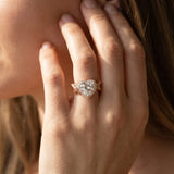 Rose gold Heart Halo Diamond Floral Band with Four-Prong Setting_14