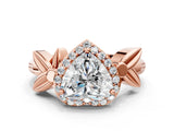 Rose gold Heart Halo Diamond Floral Band with Four-Prong Setting_76