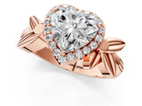 Rose gold Heart Halo Diamond Floral Band with Four-Prong Setting_77