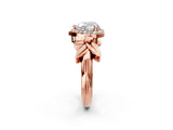 Rose gold Heart Halo Diamond Floral Band with Four-Prong Setting_78