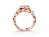 Rose gold Heart Halo Diamond Floral Band with Four-Prong Setting_79