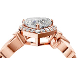 Rose gold Heart Halo Diamond Floral Band with Four-Prong Setting_80