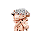 Rose gold Heart Halo Diamond Floral Band with Four-Prong Setting_81