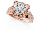 Rose gold Heart Halo Diamond Floral Split Shank Engagement Ring 1
