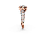 Rose gold Heart Halo Diamond Floral Split Shank Engagement Ring 2