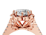 Rose gold Heart Halo Diamond Floral Split Shank Engagement Ring 4