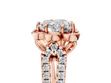 Rose gold Heart Halo Diamond Floral Split Shank Engagement Ring 5