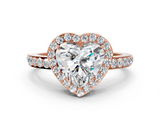 Rose gold Heart Halo Diamond Pavé Band Ring with Prong Setting_20