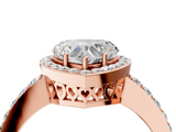 Rose gold Heart Halo Diamond Pavé Band Ring with Prong Setting_24