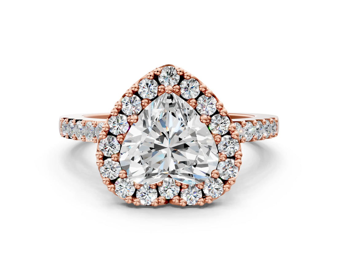 Rose gold Heart Halo Diamond Pavé Solitaire Ring_57