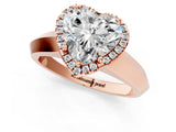 Rose gold Heart Halo Diamond Ring with Cathedral Band and Four-Prong Setting_62