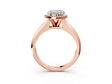 Rose gold Heart Halo Diamond Ring with Cathedral Band and Four-Prong Setting_64