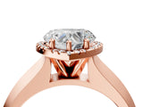Rose gold Heart Halo Diamond Ring with Cathedral Band and Four-Prong Setting_65