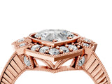 Rose gold Heart Halo Diamond Ring with Milgrain Bezel and Prong Setting_10