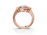Rose gold Heart Halo Diamond Ring with Milgrain Bezel and Prong Setting_9