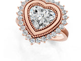 Rose gold Heart Halo Diamond Ring with Milgrain Edge and Round Prong Setting_27