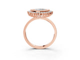 Rose gold Heart Halo Diamond Ring with Milgrain Edge and Round Prong Setting_29