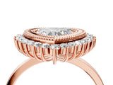 Rose gold Heart Halo Diamond Ring with Milgrain Edge and Round Prong Setting_30