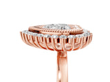 Rose gold Heart Halo Diamond Ring with Milgrain Edge and Round Prong Setting_31