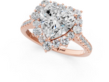 Rose gold Heart Halo Diamond Ring with Pavé Band and Prong Setting_21